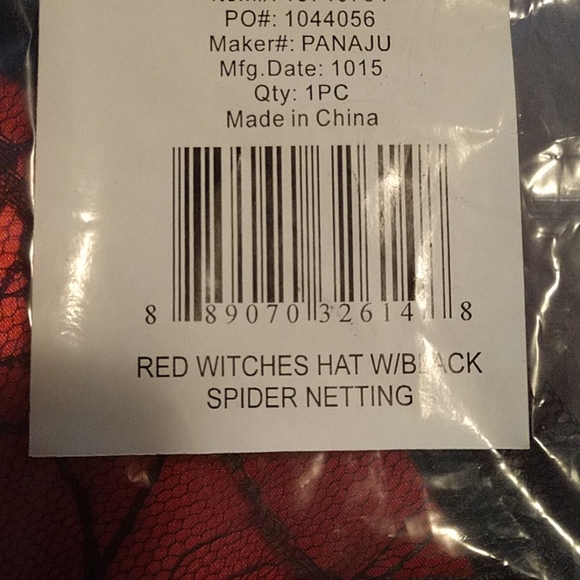 Red & Black Spiderweb Witch Hat New - Picture 2 of 6